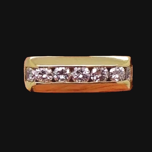 18K YELLOW SOLID GOLD Ladies DIAMOND BAND RING - Picture 1 of 11